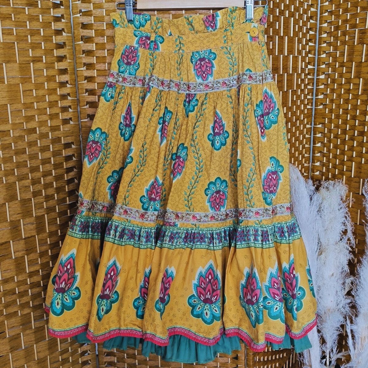Jupe à jupons en tissu provençal vintage Bleu Blanc Rouge