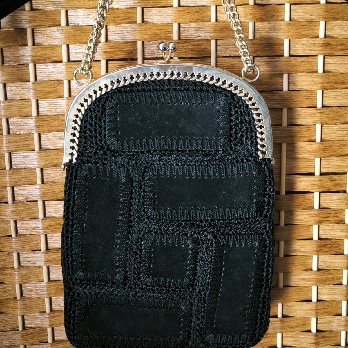Ancienne minaudière en patchwork de cuir Lancel