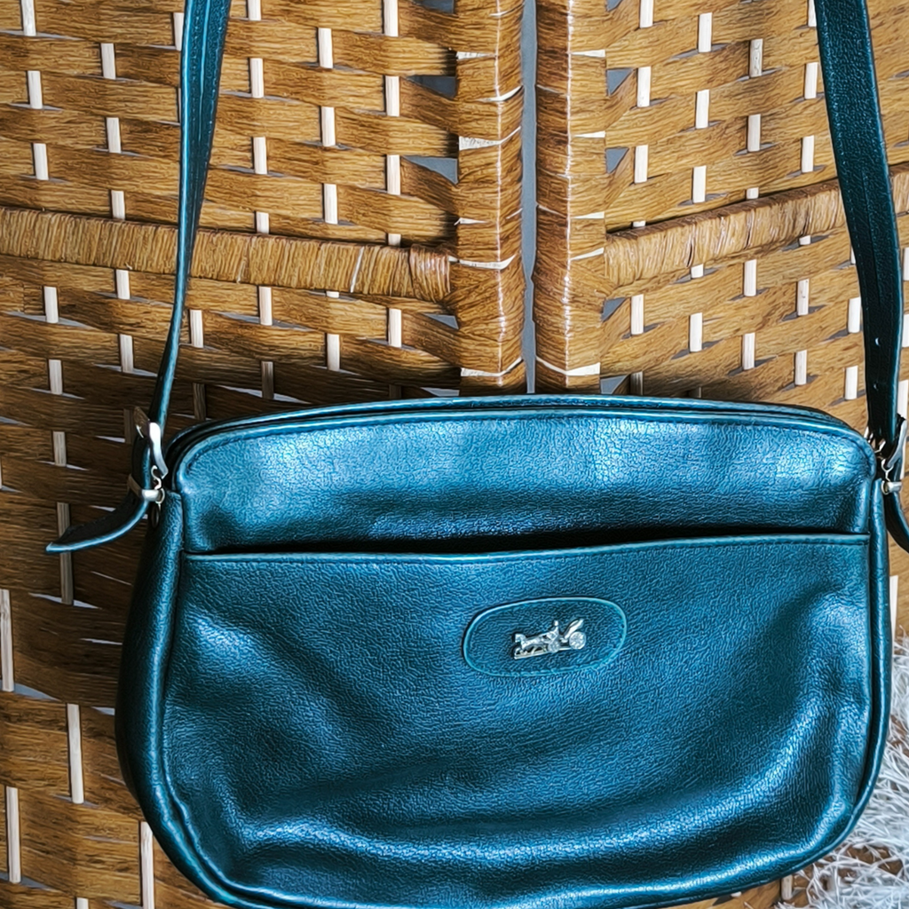 Sac à bandoulière en cuir vert sombre vintage