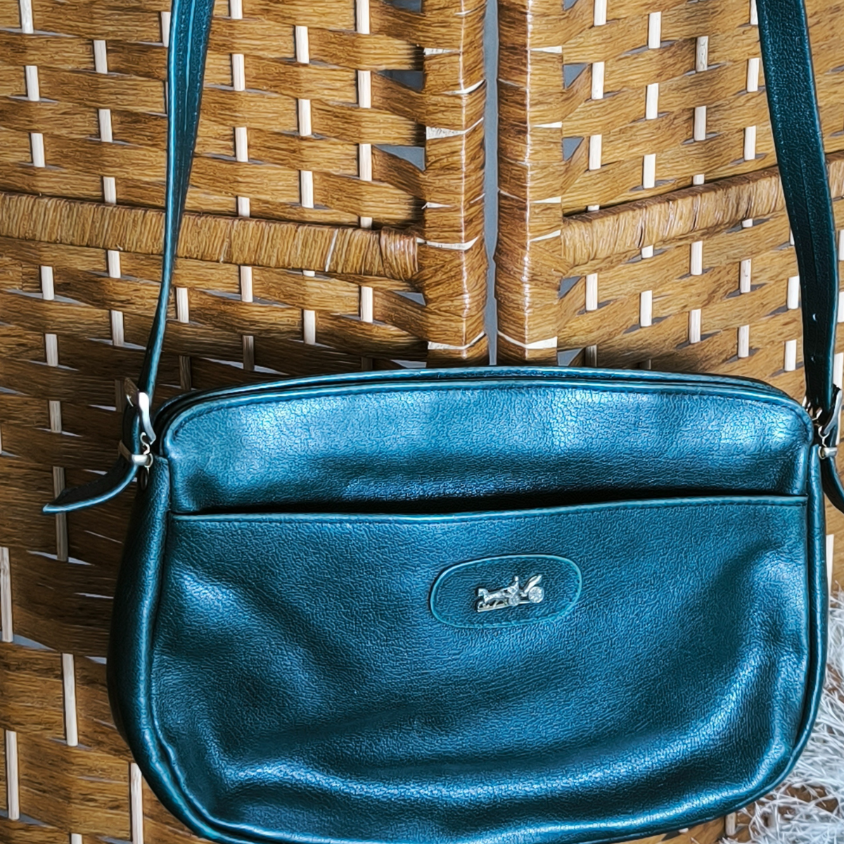 Sac à bandoulière en cuir vert sombre vintage