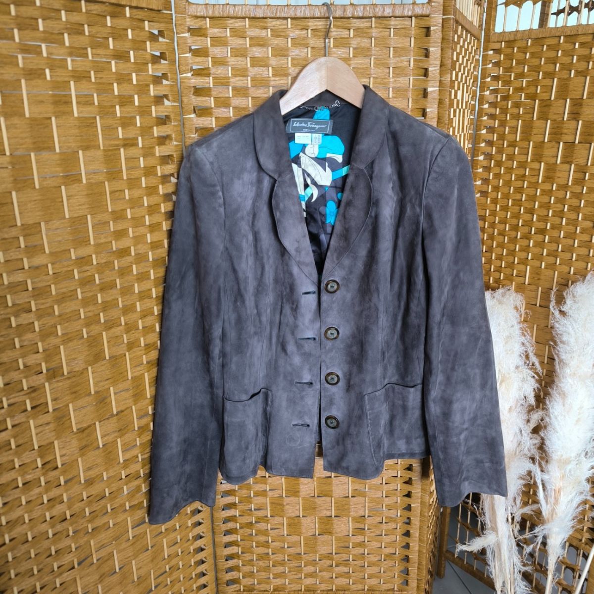 Veste en suede et soie Salvatore Ferragamo.