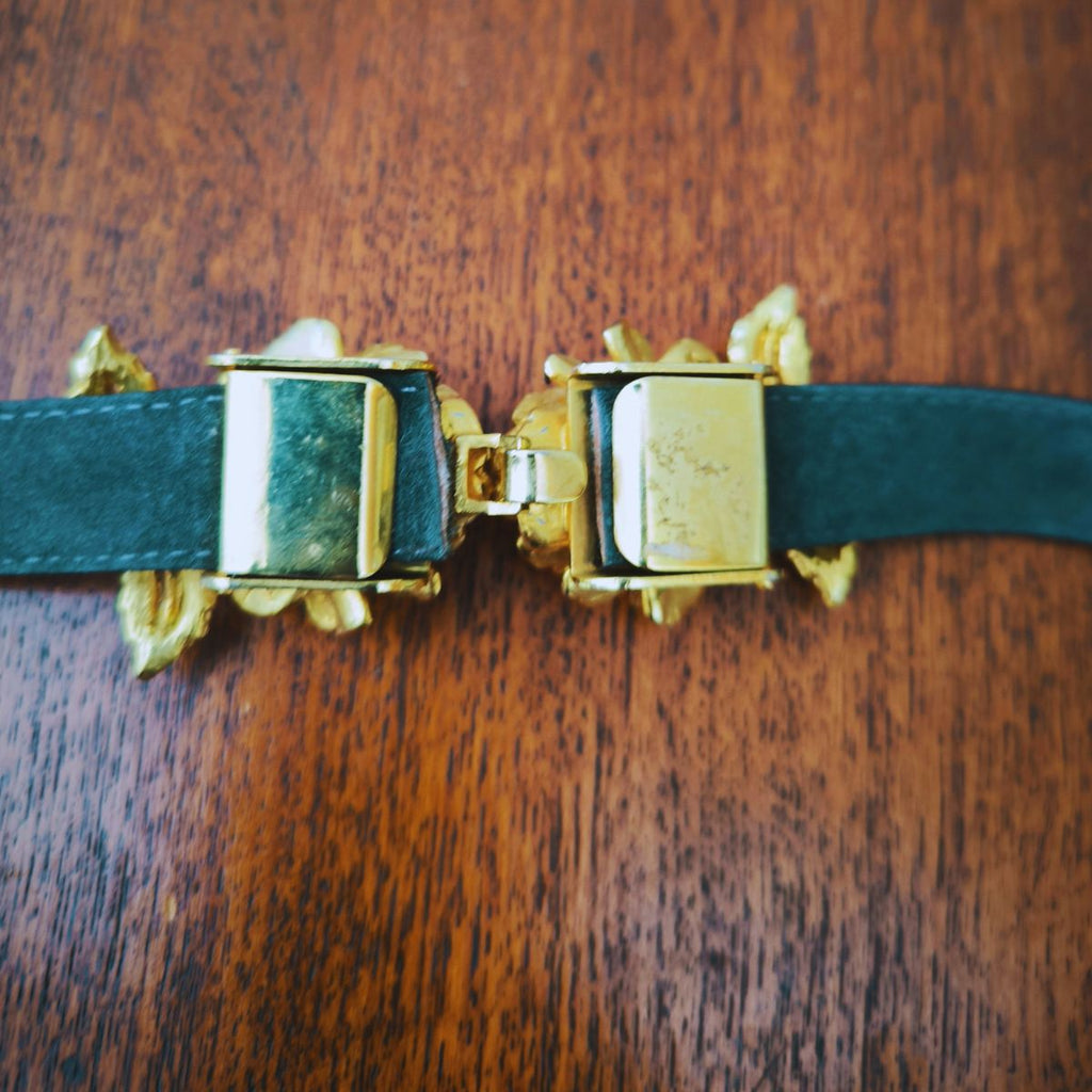 Ceinture en cuir boucle roses vintage