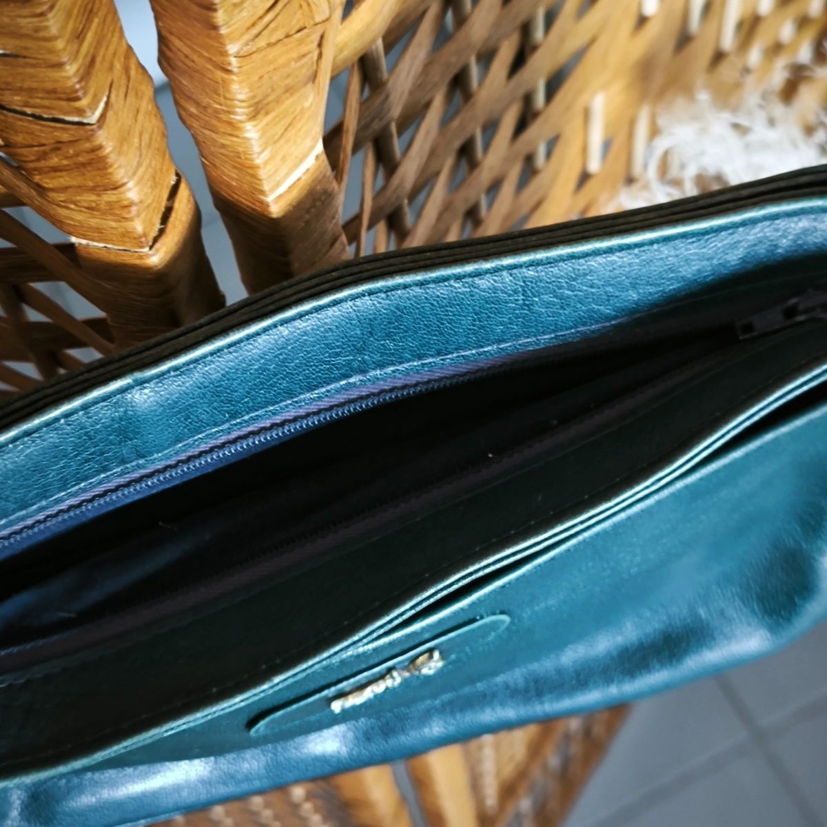 Sac à bandoulière en cuir vert sombre vintage