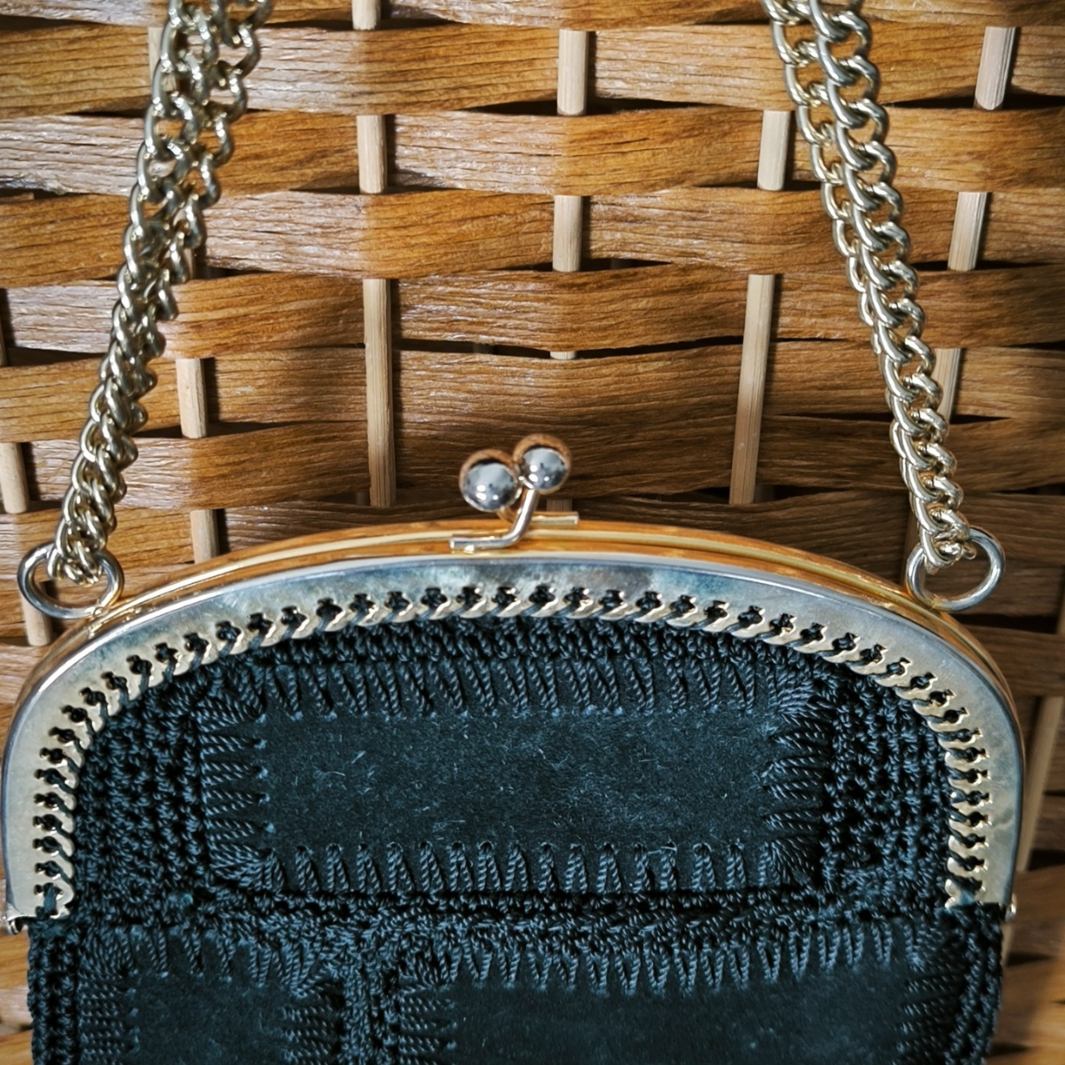 Ancienne minaudière en patchwork de cuir Lancel