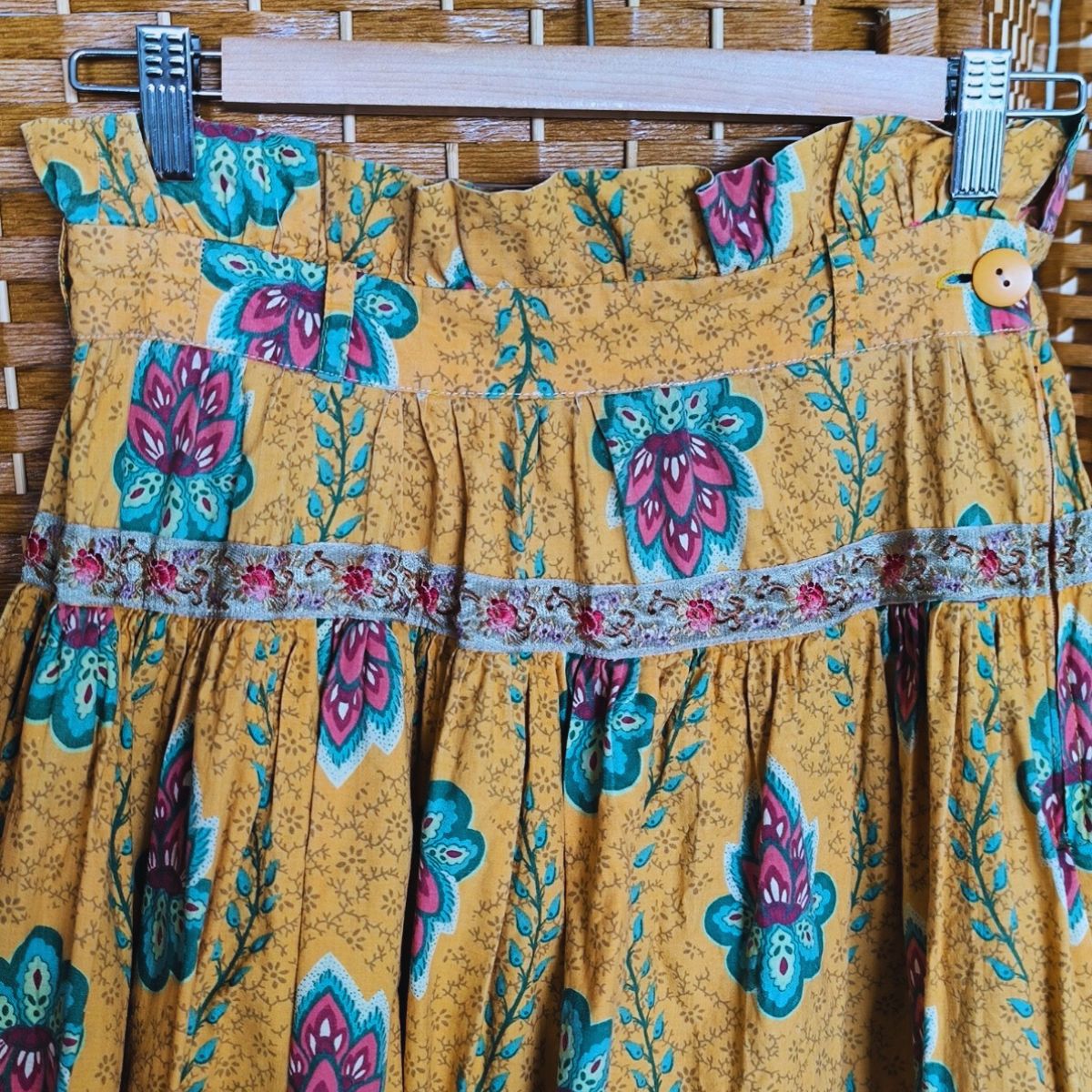 Jupe à jupons en tissu provençal vintage Bleu Blanc Rouge