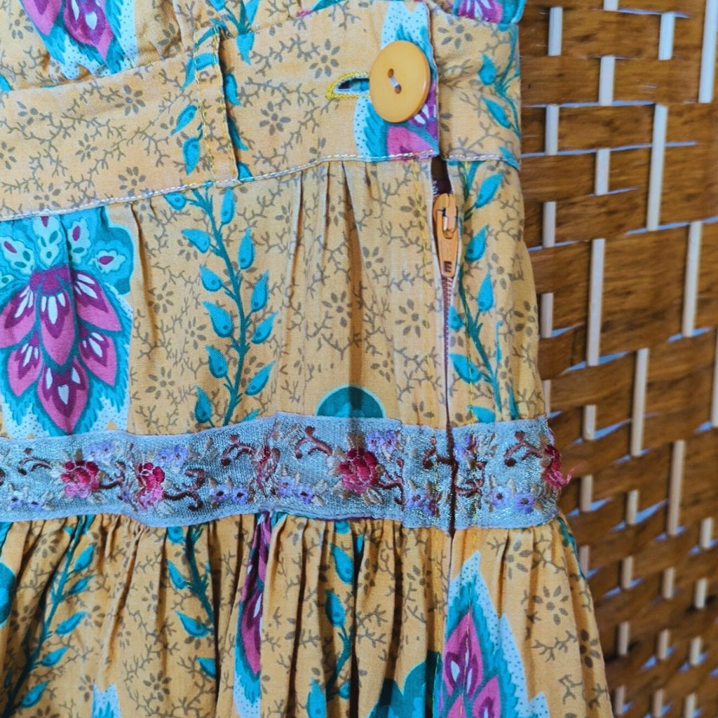 Jupe à jupons en tissu provençal vintage Bleu Blanc Rouge