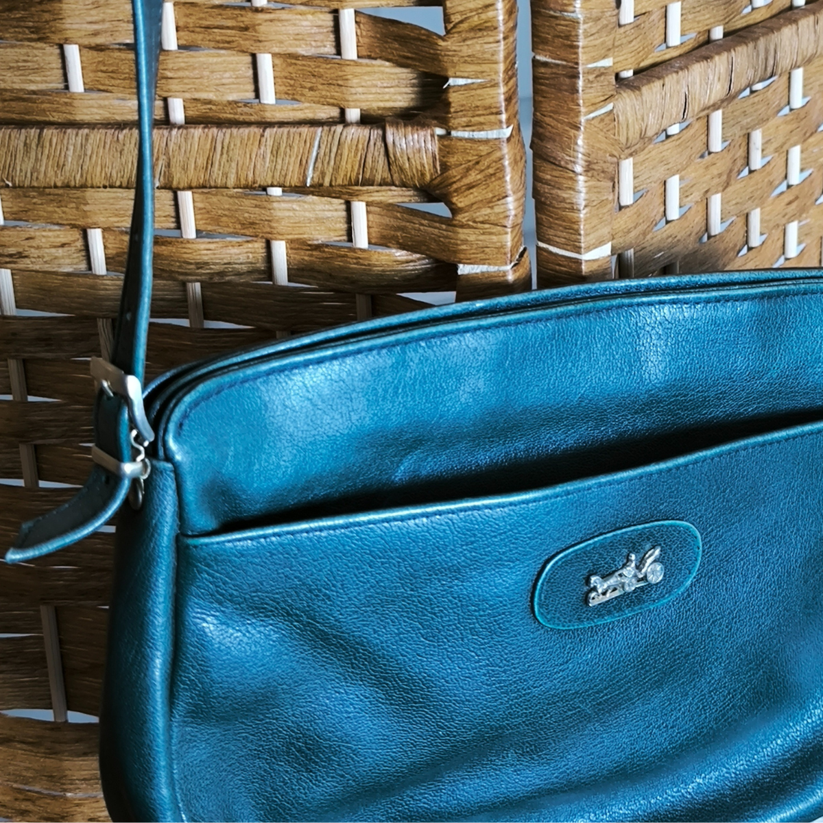Sac à bandoulière en cuir vert sombre vintage