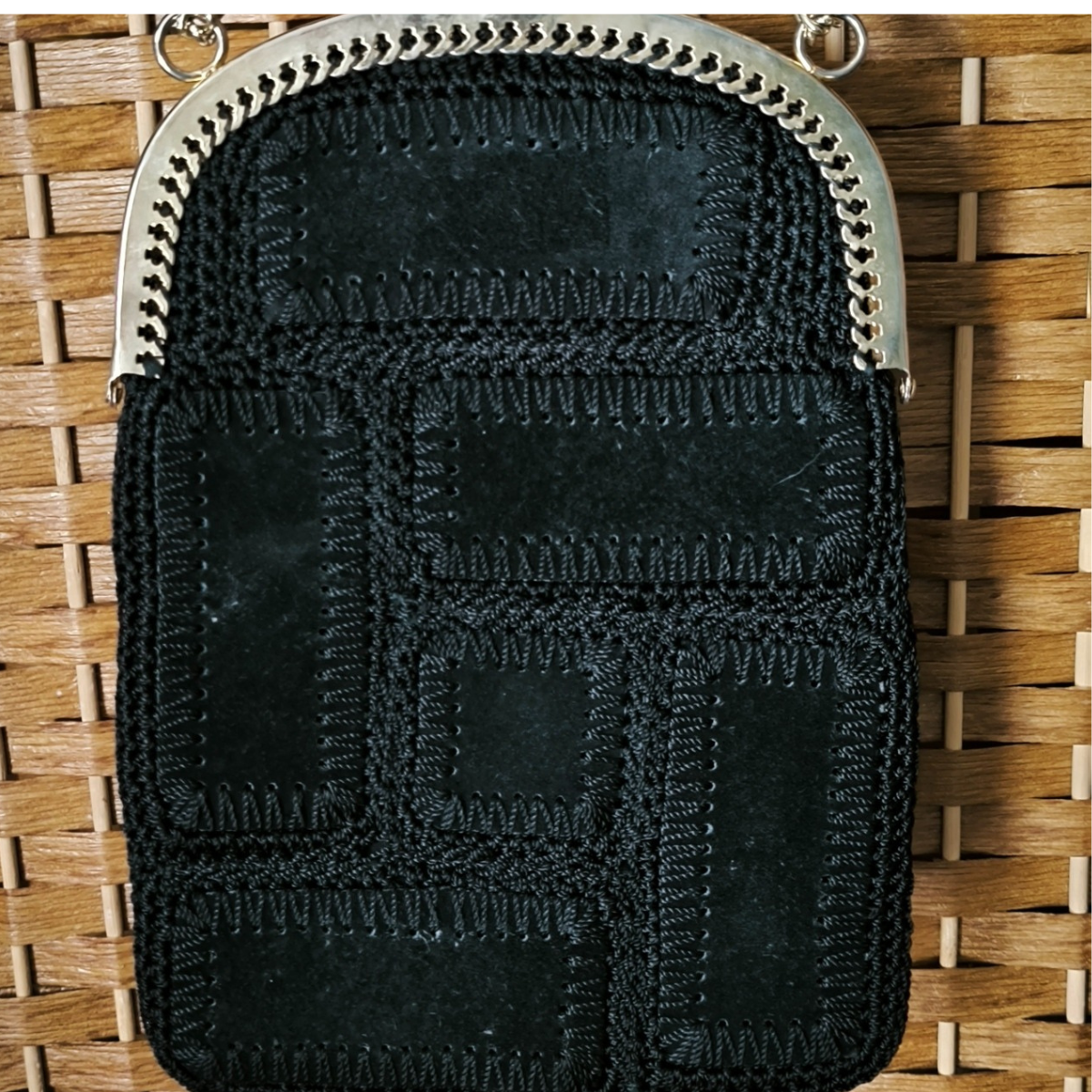 Ancienne minaudière en patchwork de cuir Lancel