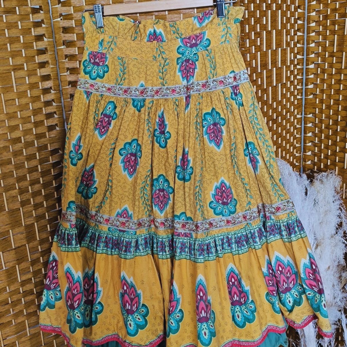 Jupe à jupons en tissu provençal vintage Bleu Blanc Rouge